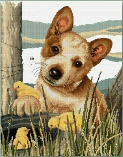 Little Red Cattle Dog 34 x 44cm Country Threads cross stitch kit FJ1092 - Picture 1 of 3