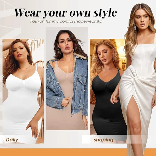 Damen Full Slip Under Kleid Verstellbare Träger Camisole Minikleid Knielang - Bild 7 von 24