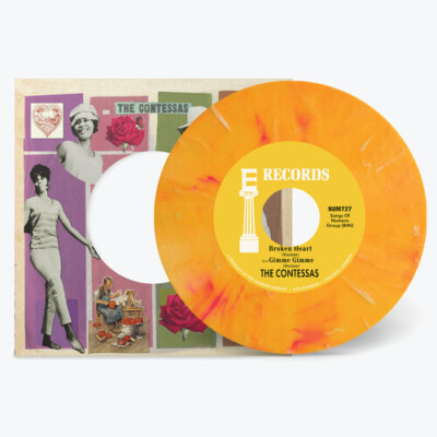 The Contessas - Broken Heart B/w Gimme Gimme - Peach/white Marble [New 7'' Vinyl]