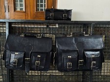 Leather Motorcycle Pouch Luggage Front Fork Tool Bag Saddlebag Storage Pouch  