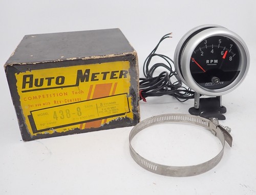 Vintage Autometer 8,000 RPM Tach Competition Tachometer 438-8 Works Original Box