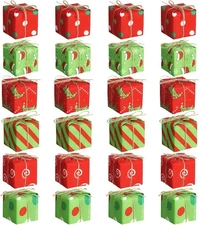 Chivao 24 Pcs Christmas Tree Decorations Mini Presents 1.18 in, Funny Color 