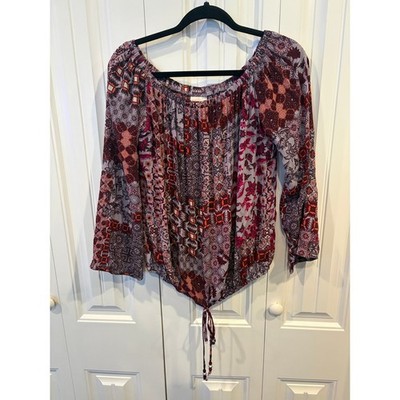 Knox Rose Multi Color Boho Tie Wasit Top Size Small