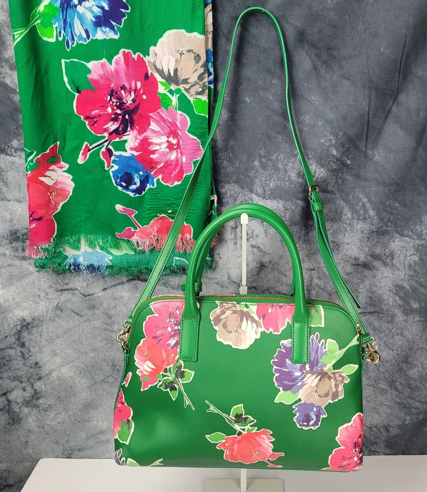 Cartera Kate Spade New York Brillante Agua Floral Doble Mango con Bufanda a Juego Foto 2 de 4