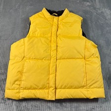 Vintage 90s GAP Down Puffer Vest Fleece Lined Yellow Womens Large Y2K Outdoor