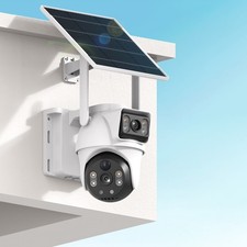 4K Dual Lens Solar Security Camera Wireless Outdoor, 360 PTZ 2.4G Wifi Camera