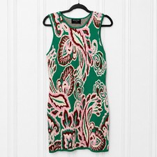 NWT MINKPINK Paisley Knit Sleeveless Tank Dress X-Large Green Pink Red White