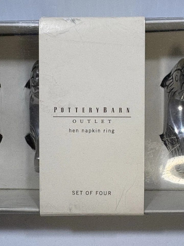 4件套锡制餐巾环鸡农场动物壶新品带标签 — 第 3/4 张图片