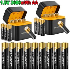 8/16/24/32Pack 1.5V Rechargeable AA Batteries Lithium 3600mWh with Charger Box