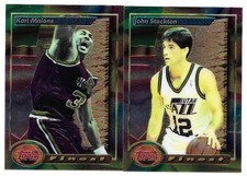 KARL MALONE JOHN STOCKTON 2 CARD LOT 1993-94 TOPPS FINEST 215 & 21 UTAH JAZZ HOF