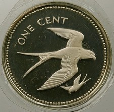 1974 BELIZE Swallow-tailed kite BIRD .08oz SILVER 1 Cent Proof Coin i121583