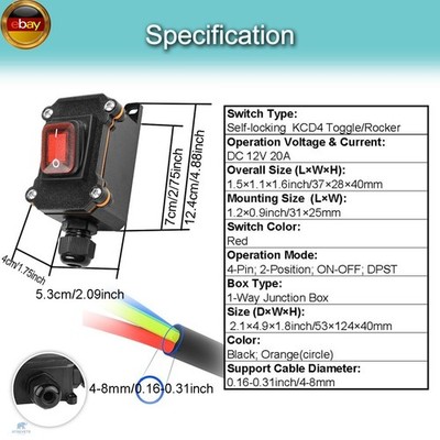 Inline-Kabelbox Wasserdichter Schalter 2-Wege-Anschlussdose