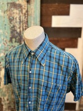 Vintage 1960s Island In The Sun Sanforized Plaid Shirt Sleeve Shirt Large