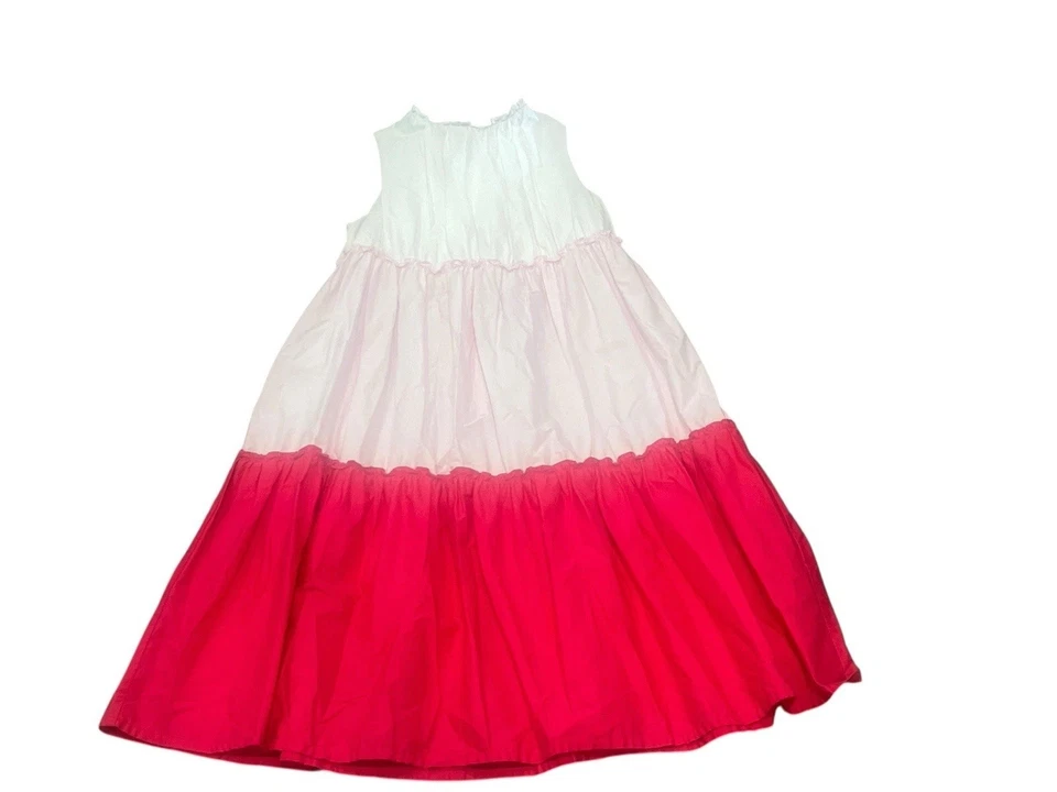 Vestido Il Gufo Niñas 14 Niveles Algodón Sin Mangas Popelina Bloques de Color Blanco Rosa Rojo Foto 4 de 4