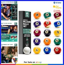 Billiard Ball Set 2-1/4 Inch Regulation Size 16 Count Resin Stripes Solids Pool