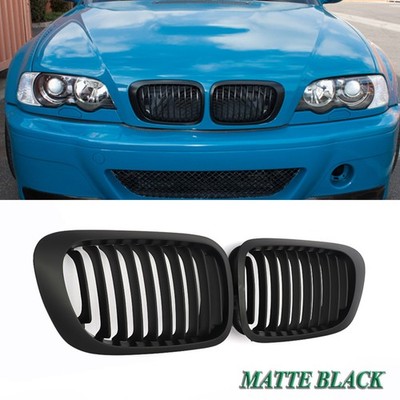 Matte Black For 1999-2002 BMW E46 2D Coupe 325Ci 330Ci Front Kidney Grille Grill
