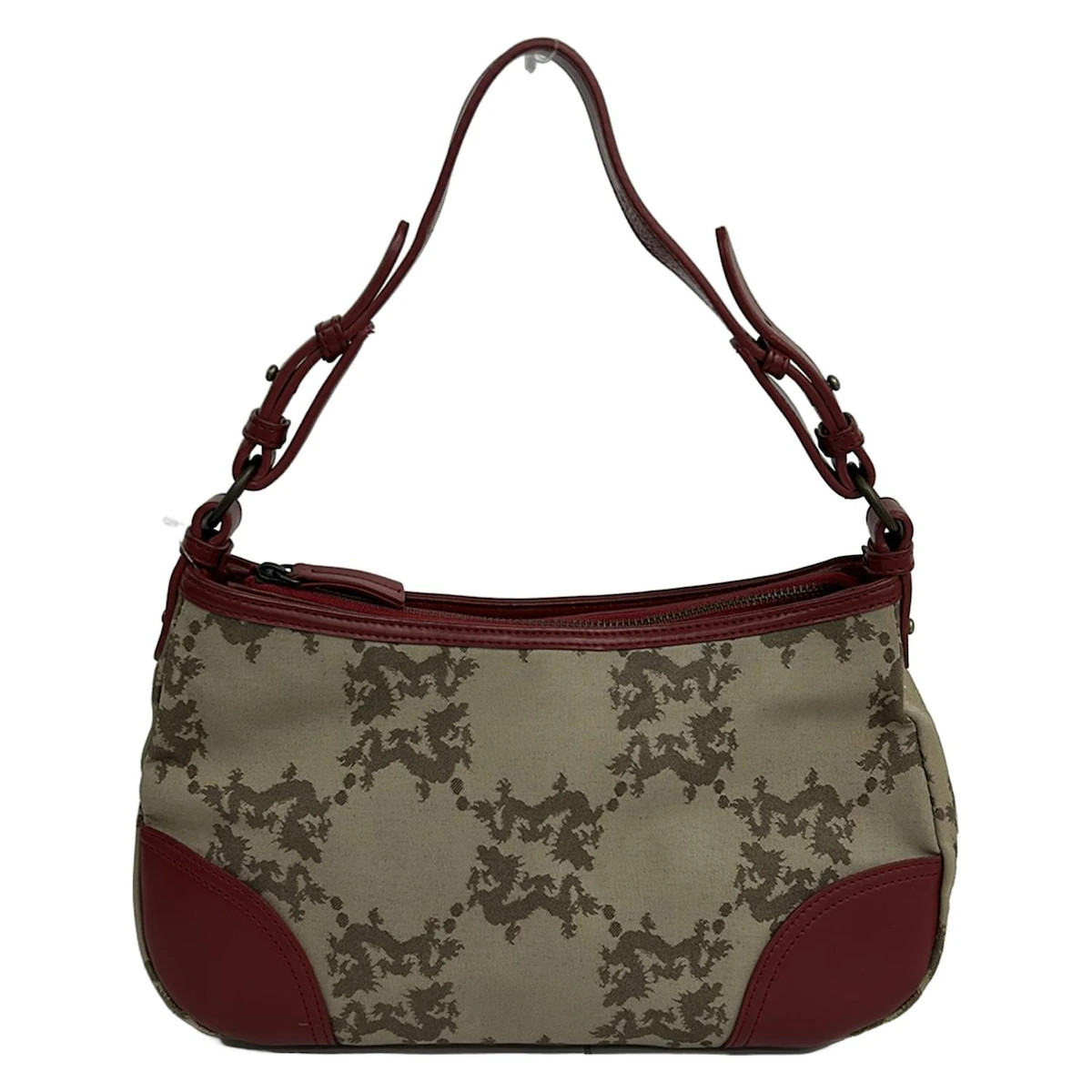 VIVIENNE TAM - Beige Khaki Red Canvas Leather Handbag | eBay