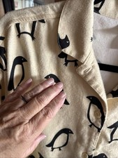 Hanna Andersson Pajamas Womens S Black Cream Penguins Flannel Top Pant Pockets
