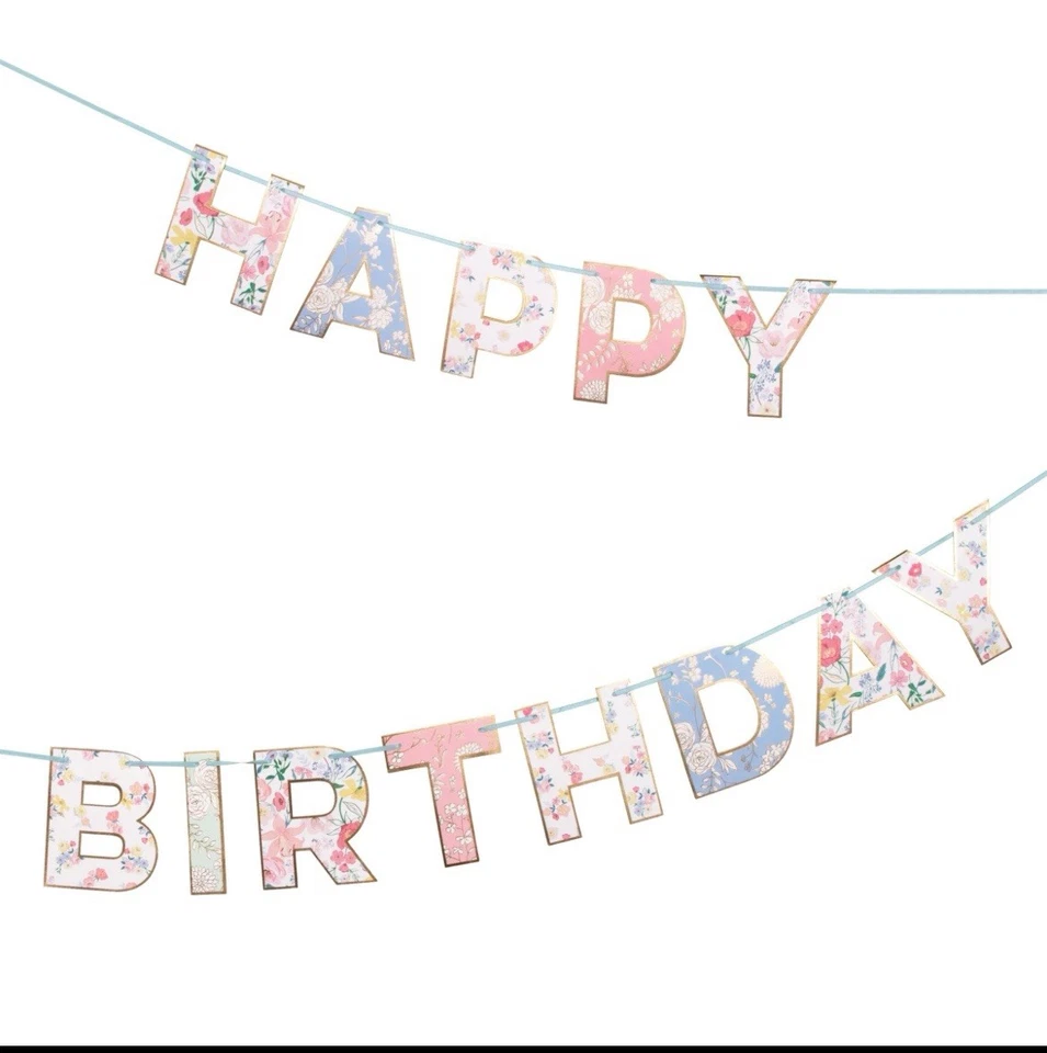 Meri Meri English Garden Birthday Garland 4ft Party Decorations - Image 2 of 2