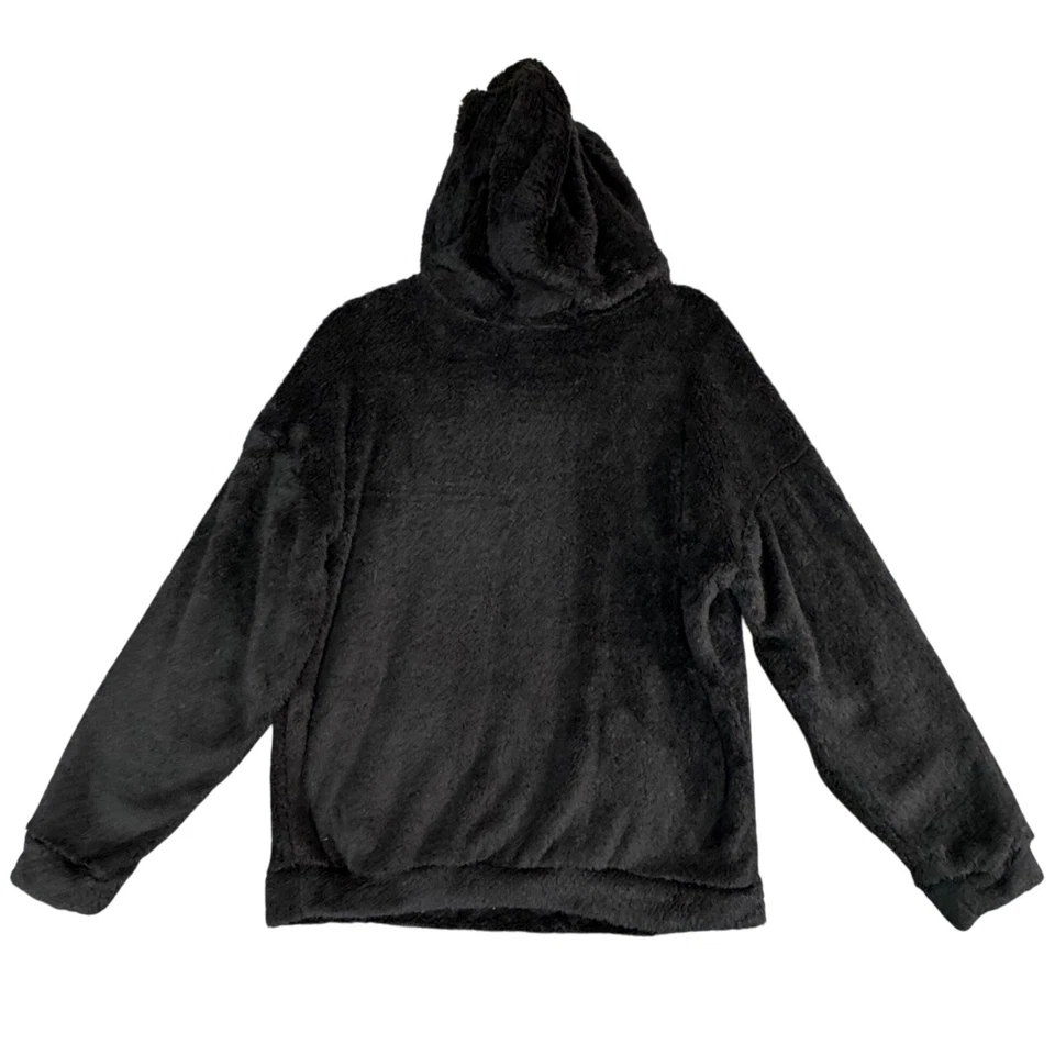 Charlotte Russe Mujer M Negro Felpa Difusa Capucha Pullover Acogedora Sherpa Sudadera con Capucha Foto 2 de 4
