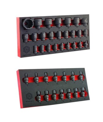 25-tlg. 1/2'' Antrieb 12-Punkt Schlagschrauber Steckschlüsselsatz, Größen 8-36mm + Flexi Steckschlüsselsatz 9-22