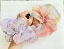 Set Of 2 Oversized Hair Scrunchies. Dreamy Purple . Extra Large Scrunchy