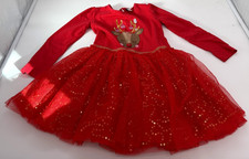 TU Girls Chrismas Theme Dress Reigndeer Head Design Button Back 5-6 Years
