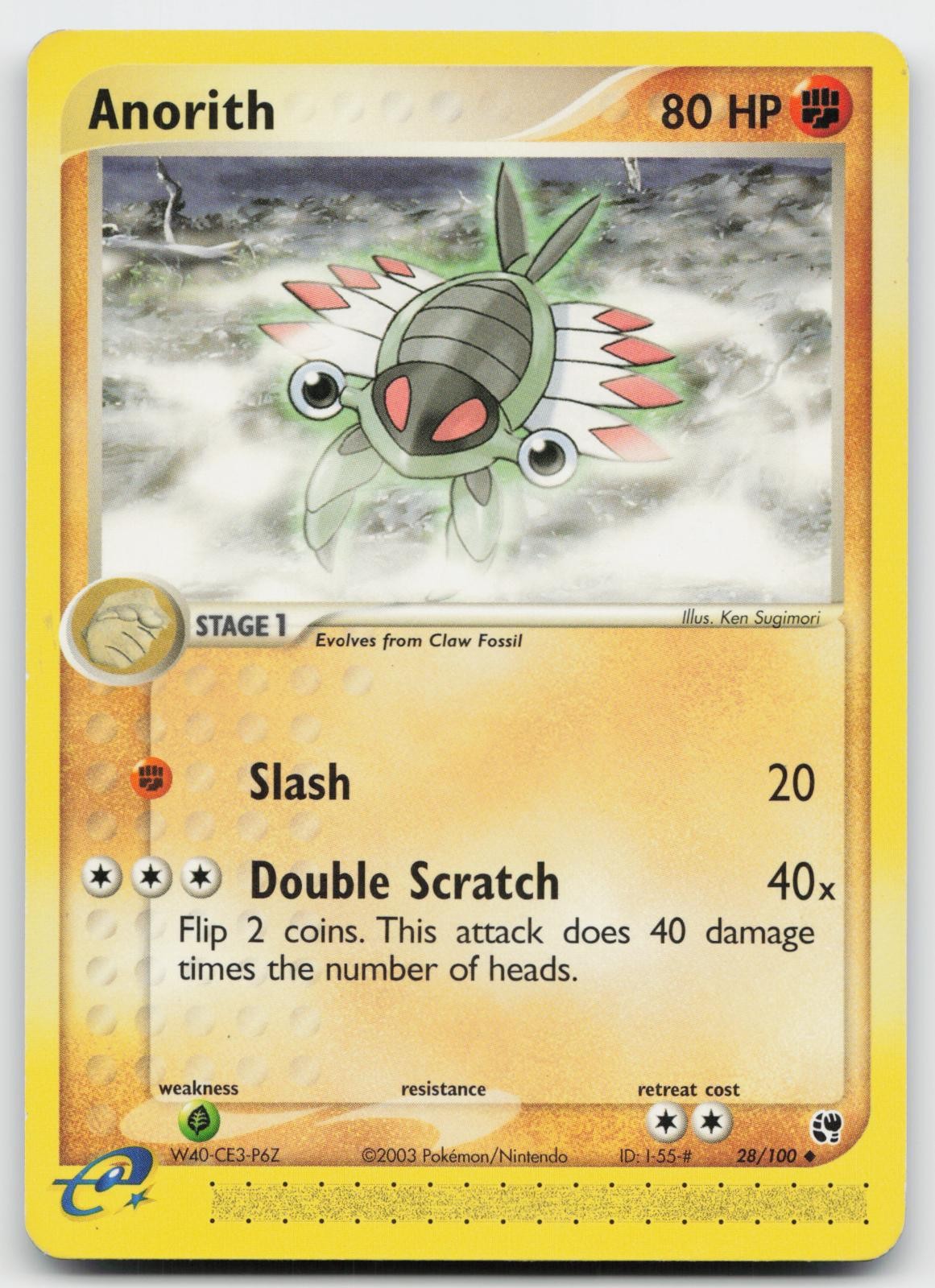 Anorith 28/100 Uncommon Sandstorm Pokemon Near Mint