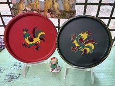 Metlox Poppytrail Rooster Metal Plates. 2
