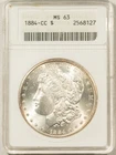 New Listing1884-CC $1 MORGAN DOLLAR - ANACS MS-63, SOAPBOX HOLDER! CARSON CITY!