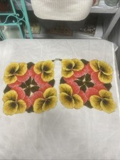 Rare Vintage Carol Stanley Pansy Shaped Scarf   Pure Silk Hand Rolled