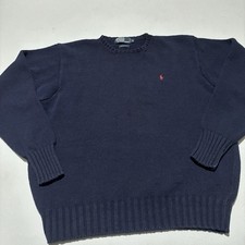 Vintage 90s Polo Ralph Lauren Knit Sweater Men  s XL Navy Blue Cotton