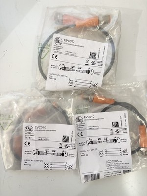 (3 PCS NEW) IFM EVC010 4-Pin M12 DC Micro Double Ended Cordset 0.3m