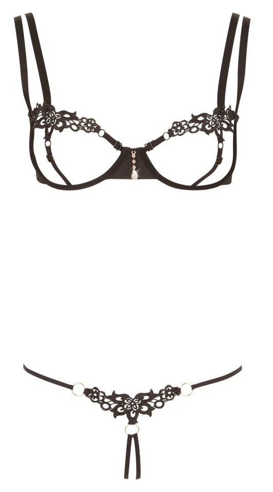 Cottelli Collection BH Set minimal S - XL Hot Fashion Sexy Dessous Schwarz Black - Bild 4 von 4