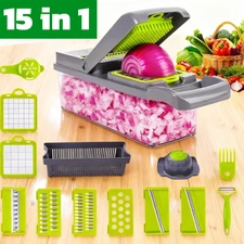 15-In-1 Vegetable Fruit Chopper Cutter Food Onion Veggie Dicer Slicer Kitchen✅