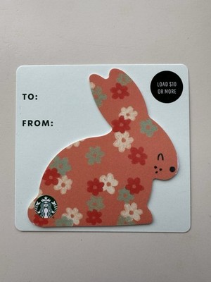 2023 Starbucks Easter Bunny Die-cut Gift Card Red Flowers