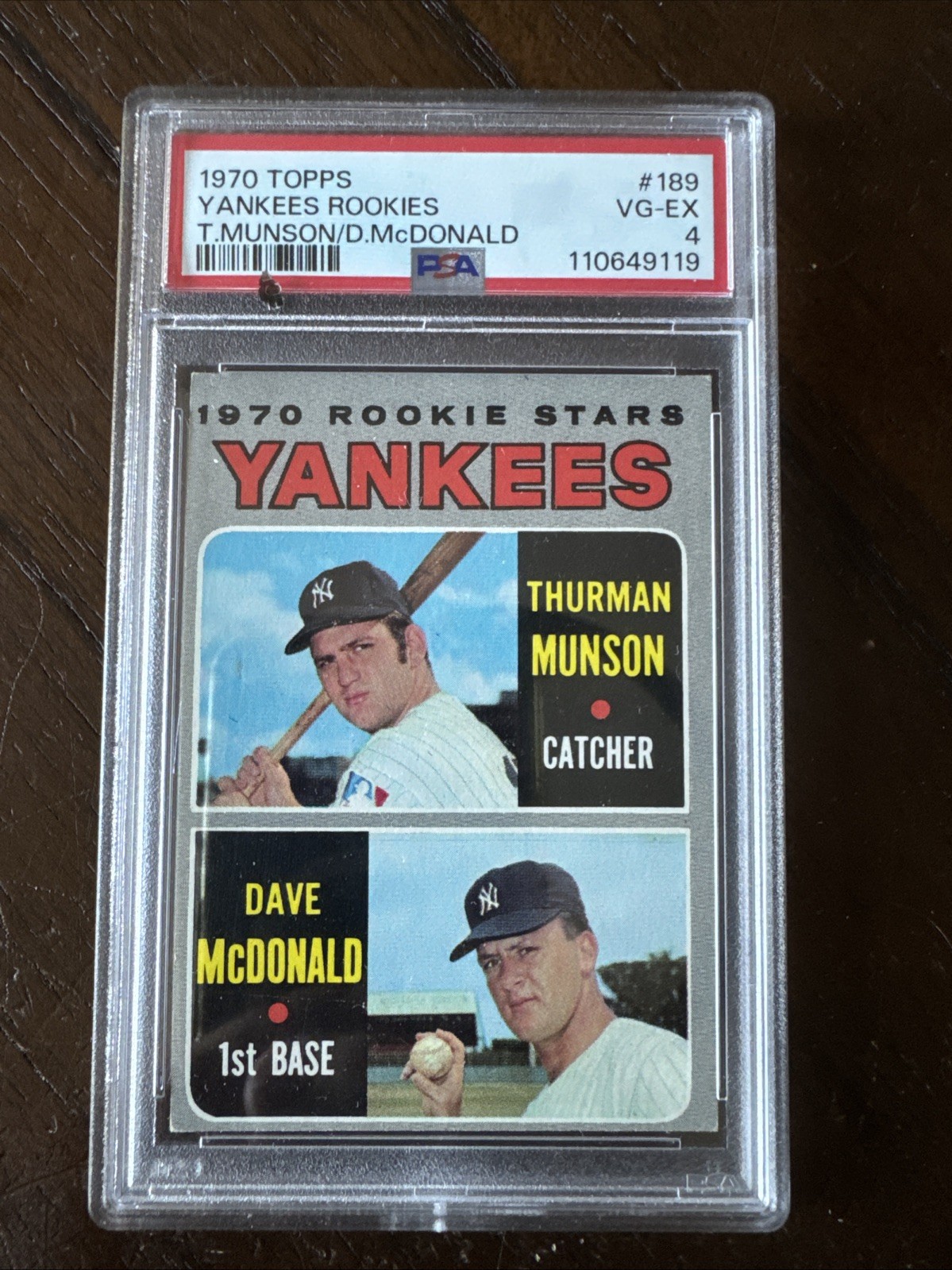 1970 Topps #189 Yankees Rookies w/ Thurman Munson RC PSA 4 VG-EX