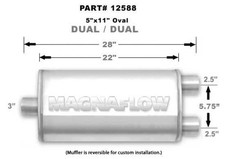 Magnaflow 5 X 11 Oval Muffler 12588 - 3-2.5 Centerdual - 22 Body