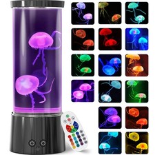 8.6 Inch Black Jellyfish Aquarium Tank Night Light Lamp 17 Color Remote Control