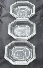 Vintage Czech Dog Intaglio Open Salt Cellars Set Heinrich Hoffman Marked