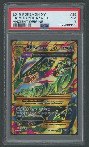 2015 Pokémon XY Ancient Origins M Rayquaza EX Full Art Card 98/98 PSA 7