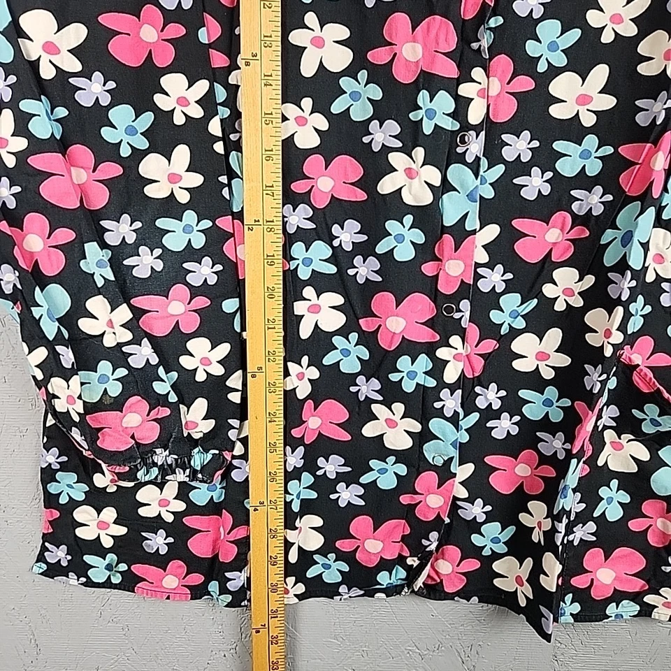 Blusa Médica Dickies para Mujer XL Estampado Floral Botón a Presión Uniforme Enfermera Veterinaria Dental Foto 3 de 4