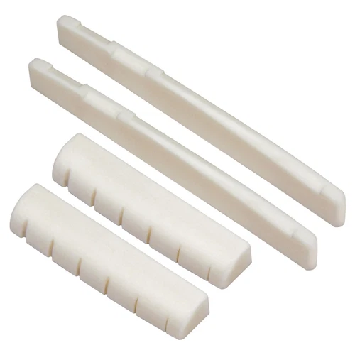 2 Sets 4pcs 6 String Acoustic Guitar Bone Bridge Saddle and Nut Made of Real ...
