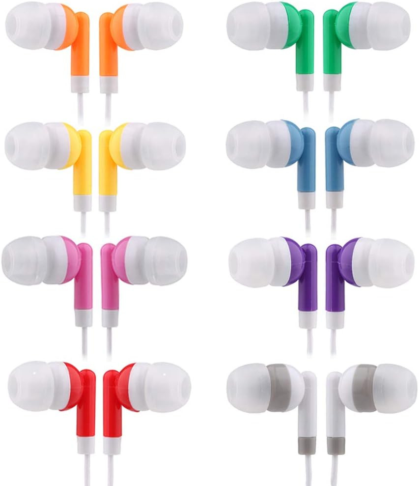 Wholesale Kids Bulk Earbuds Headphones 100 Pack Multi Colored Individually Bagge