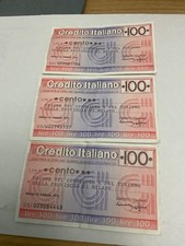 3 x 1976 Credito Italiano 100 Lire notes
