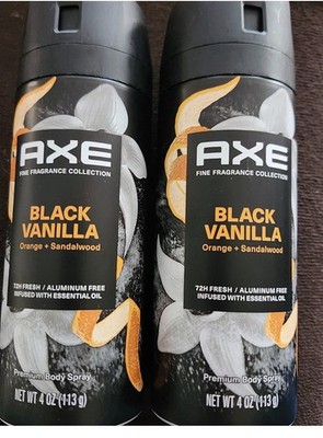 AXE Fine Fragrance Collection Body Spray Black Vanilla 72 Hr Aluminum Free X 2