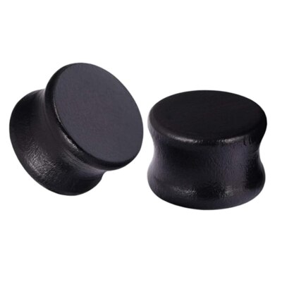 1 x Pair of Black Wooden Ear Plugs Tunnels Piercing Jewellery Gauges Timber