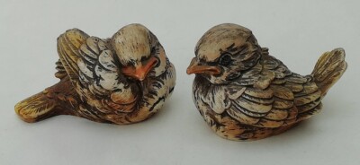 Spatz Vögel Figuren x 2 Artefice Ottanta Italien Vintage