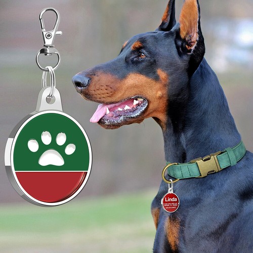 Round Dog ID Name Tag Engraved Dog Cat Puppy Name Number Address ID Disc - Foto 13 di 22