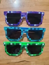 1-Minecraft 8-Bit Sunglasses Pixel Frame UV 400 Protection Big Kids Teens Adult